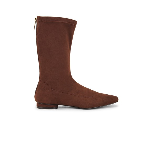 Like new WeWoreWhat Flat Glove Boot Footwear in Chocolate suede mid calf sock